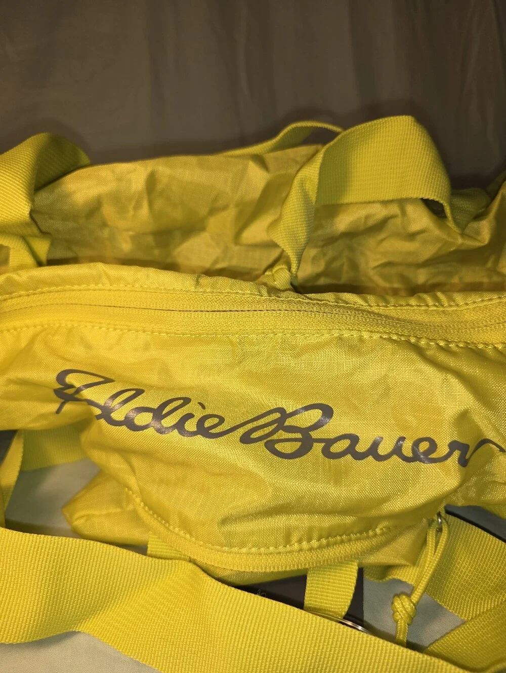 Eddie Bauer Stowaway Packable 45L Duffel Bag Citrus Yellow Travel Gym NWT